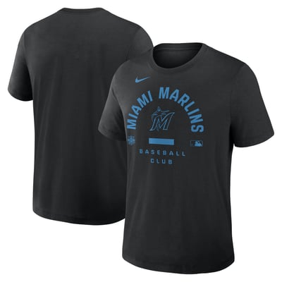 Miami Marlins Nike Authentic Collection Early Work Tri-Blend Dri-FIT T-Shirt - Black